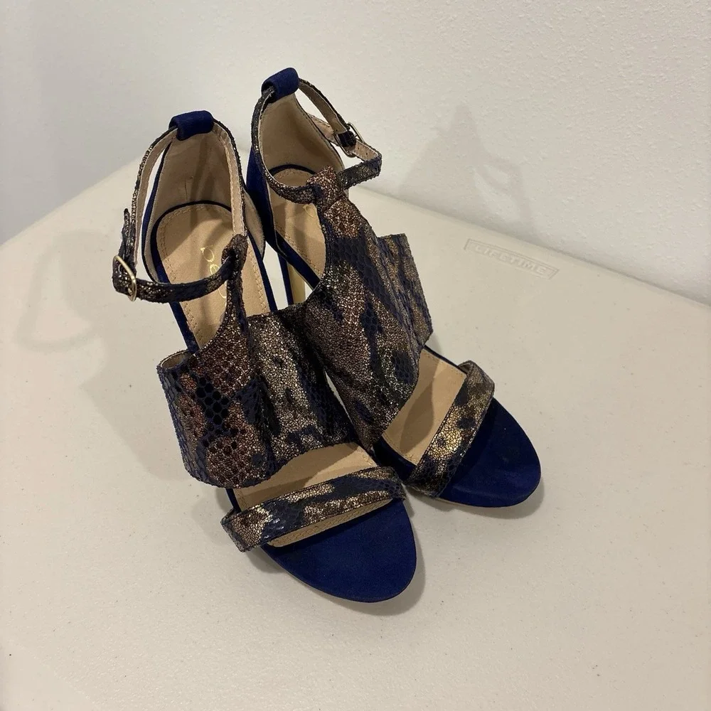 Bebe | Cobalt Blue Metallic Strappy Stiletto Heels Size 9 Y2K Night Out